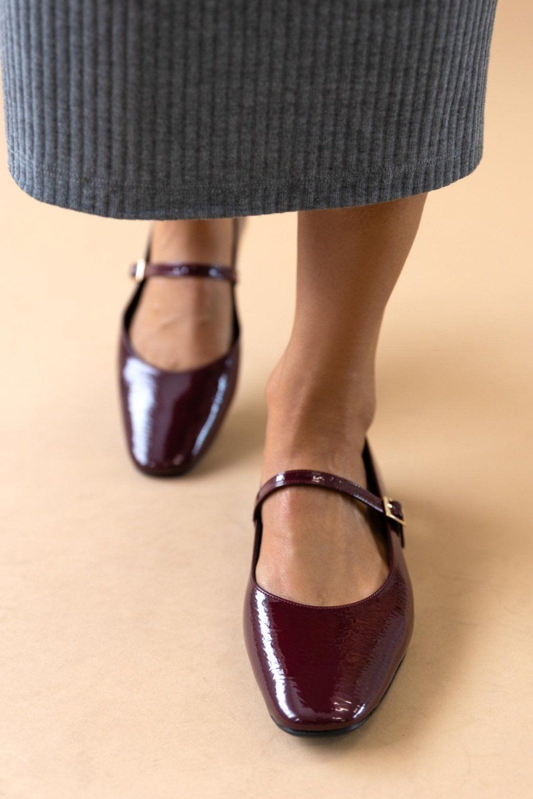 Μπαλαρίνες λουστρίνι TFP - Μπορντό - thefashionproject.gr - TFP