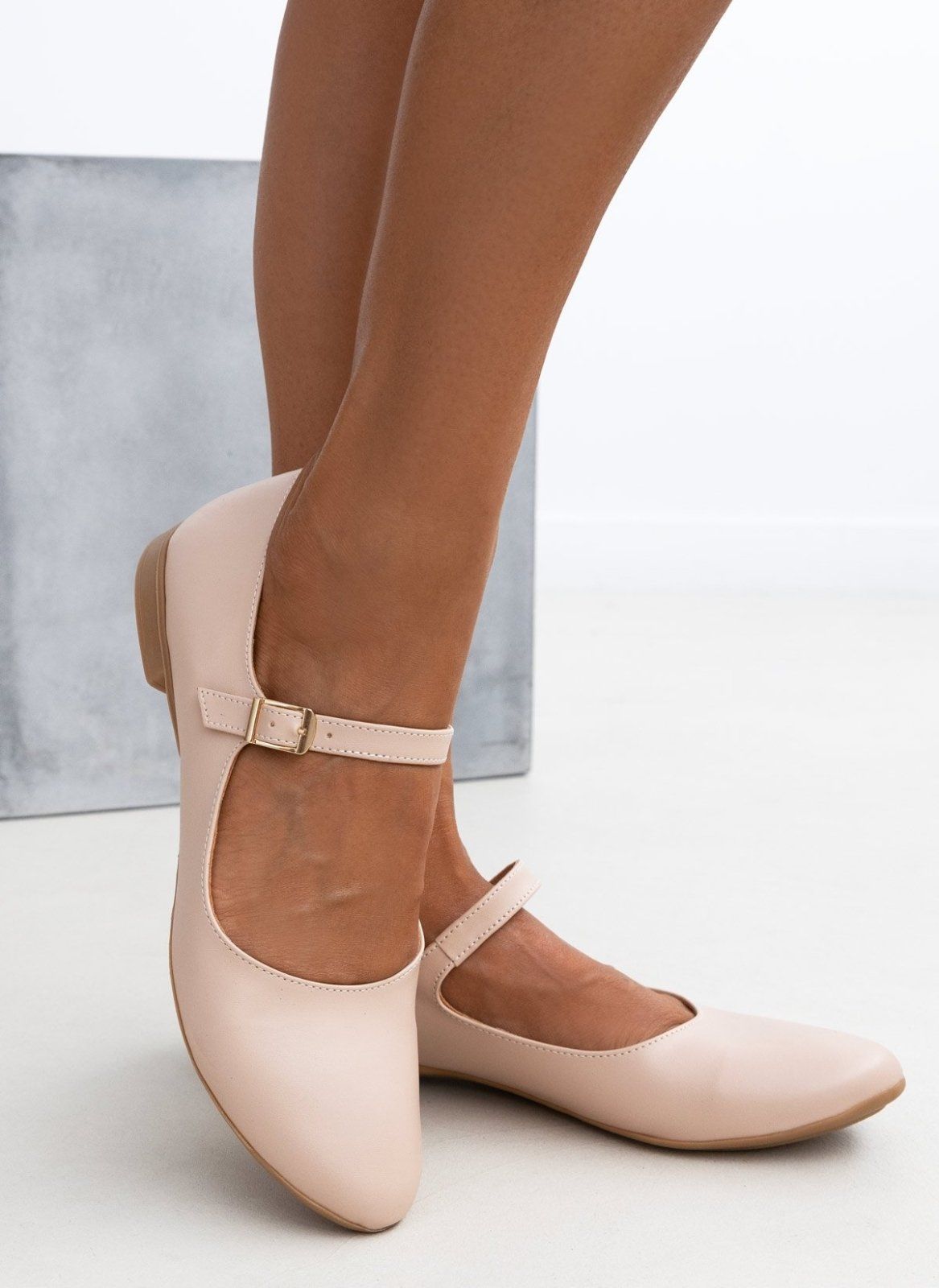 Μπαλαρίνες Mary Janes με λουράκι Estil - Nude - thefashionproject.gr - Estil