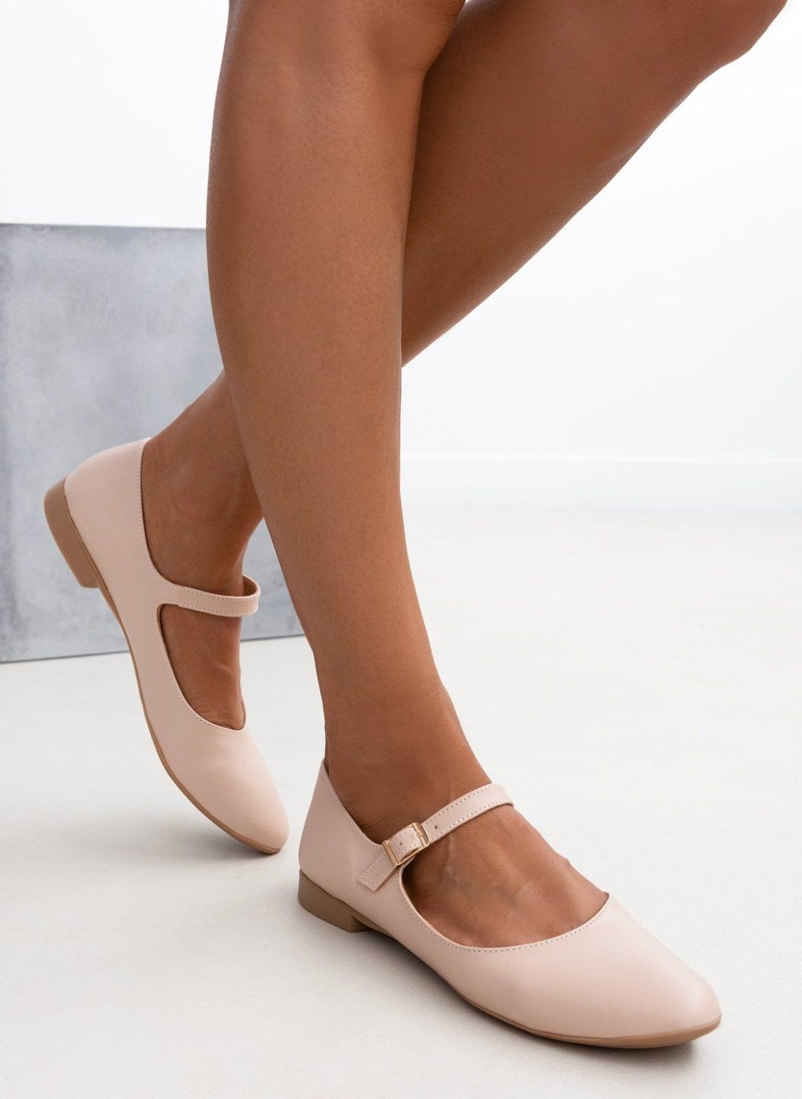 Μπαλαρίνες Mary Janes με λουράκι Estil - Nude - thefashionproject.gr - Estil