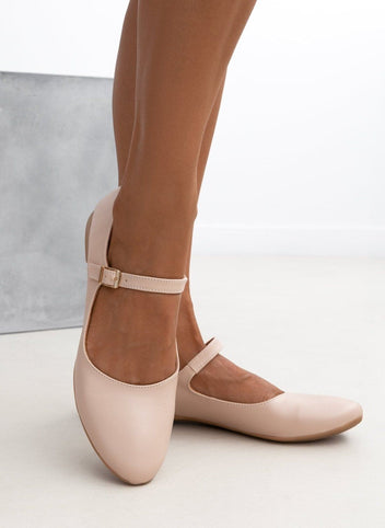 Μπαλαρίνες Mary Janes με λουράκι Estil - Nude - thefashionproject.gr - Estil
