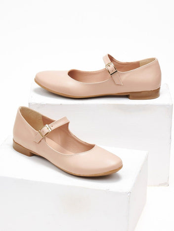 Μπαλαρίνες Mary Janes με λουράκι Estil - Nude - thefashionproject.gr - Estil