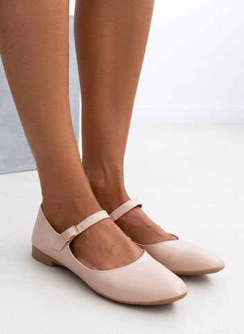 Μπαλαρίνες Mary Janes με λουράκι Estil - Nude - thefashionproject.gr - Estil