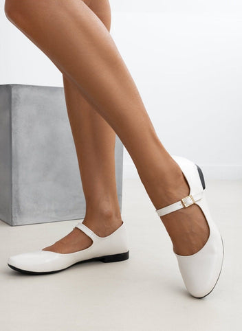 Μπαλαρίνες Mary Janes με λουράκι Estil - Πάγου - thefashionproject.gr - Estil