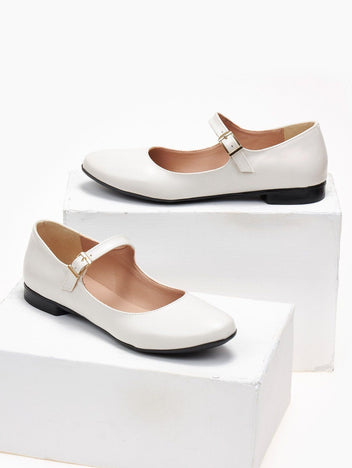 Μπαλαρίνες Mary Janes με λουράκι Estil - Πάγου - thefashionproject.gr - Estil