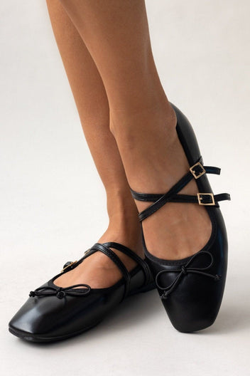 Μπαλαρίνες mat με λουράκια ERYNN - Μαύρο - thefashionproject.gr - ERYNN