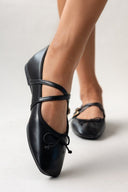 Μπαλαρίνες mat με λουράκια ERYNN - Μαύρο - thefashionproject.gr - ERYNN