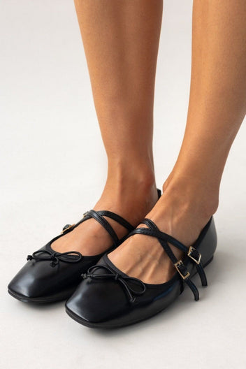 Μπαλαρίνες mat με λουράκια ERYNN - Μαύρο - thefashionproject.gr - ERYNN
