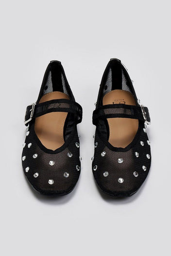 Μπαλαρίνες με διαφάνεια και στρας ERYNN - Μαύρο - thefashionproject.gr - ERYNN