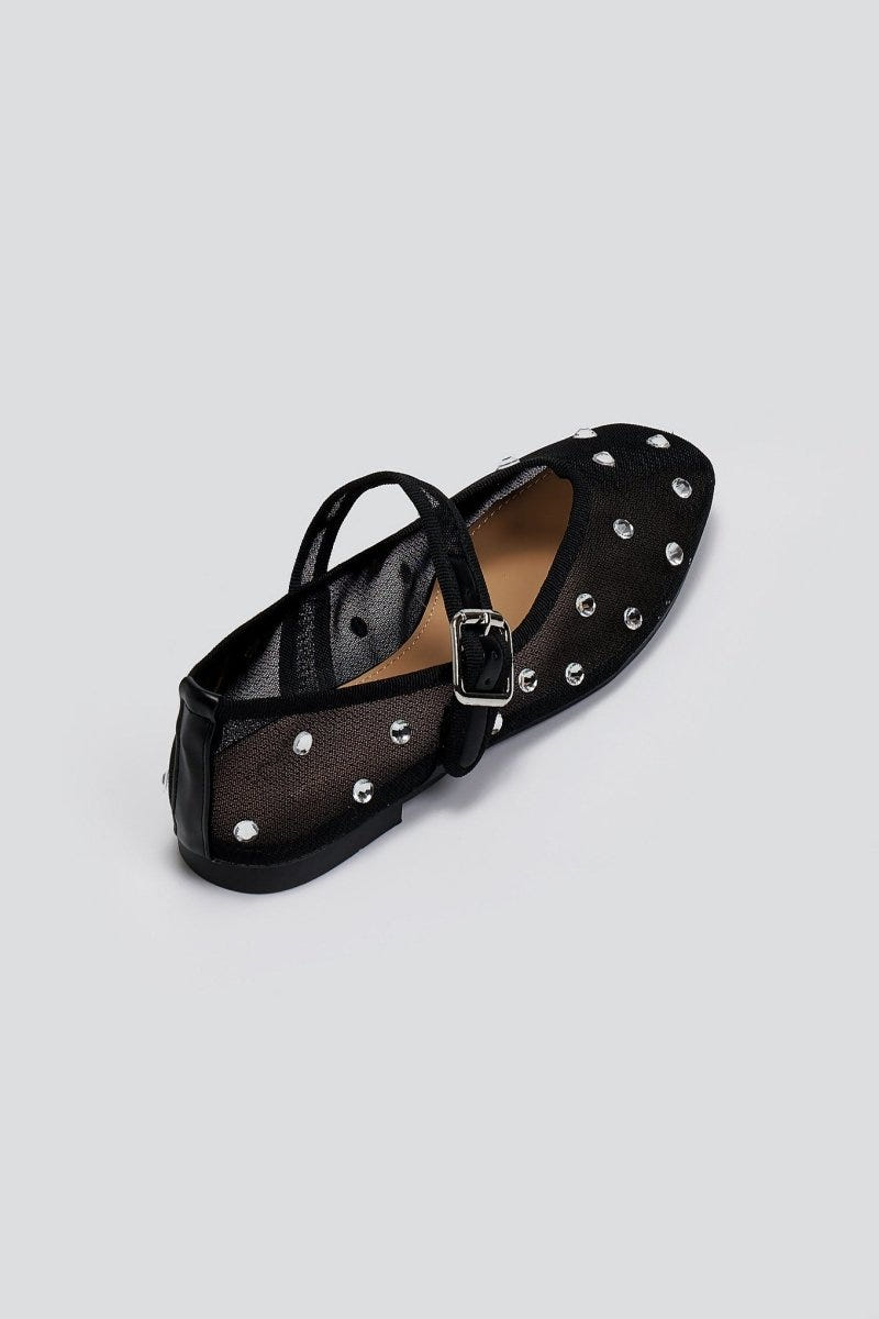 Μπαλαρίνες με διαφάνεια και στρας ERYNN - Μαύρο - thefashionproject.gr - ERYNN