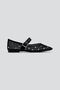 Μπαλαρίνες με διαφάνεια και στρας ERYNN - Μαύρο - thefashionproject.gr - ERYNN