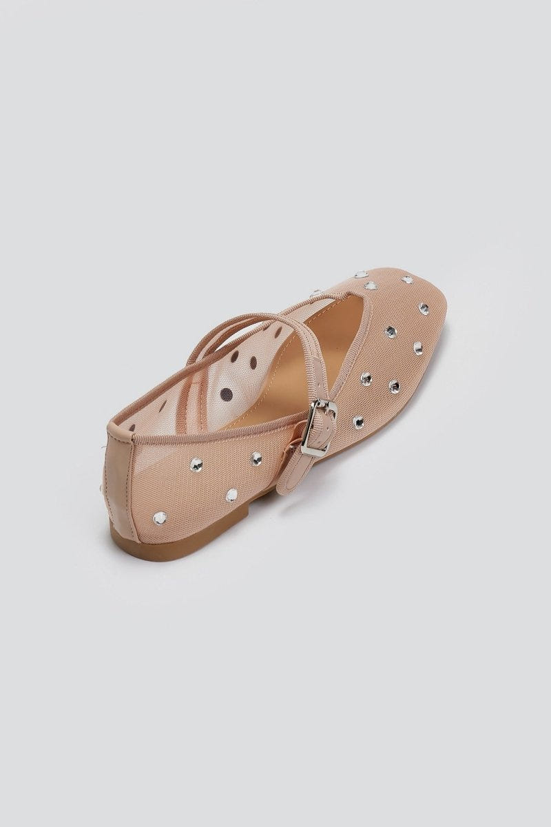 Μπαλαρίνες με διαφάνεια και στρας ERYNN - Μπεζ - thefashionproject.gr - ERYNN