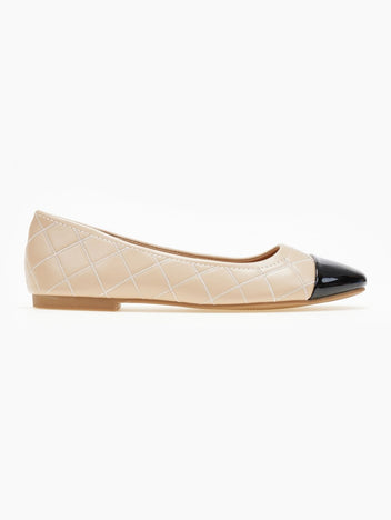 Μπαλαρίνες με καπιτονέ σχέδιο Erynn - Μπεζ - thefashionproject.gr - ERYNN
