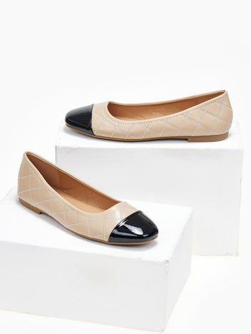 Μπαλαρίνες με καπιτονέ σχέδιο Erynn - Μπεζ - thefashionproject.gr - ERYNN