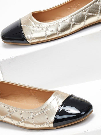 Μπαλαρίνες με καπιτονέ σχέδιο Erynn - Χρυσό - thefashionproject.gr - ERYNN