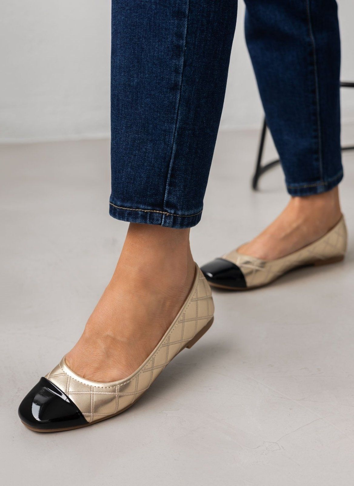 Μπαλαρίνες με καπιτονέ σχέδιο Erynn - Χρυσό - thefashionproject.gr - ERYNN