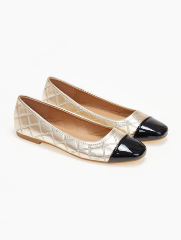 Μπαλαρίνες με καπιτονέ σχέδιο Erynn - Χρυσό - thefashionproject.gr - ERYNN