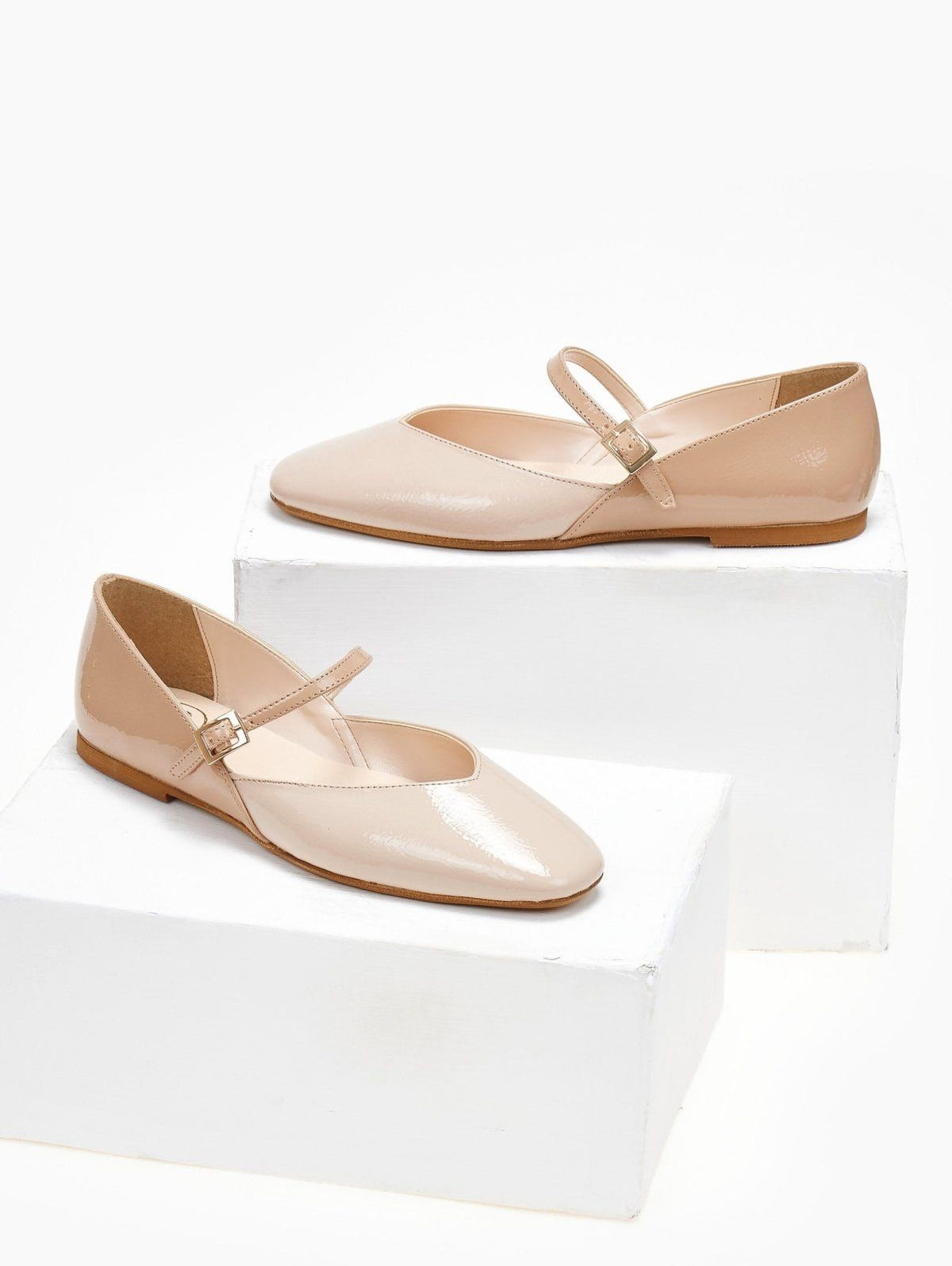 Μπαλαρίνες με λουράκι λουστρίνι TFP - Nude - thefashionproject.gr - TFP