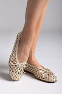 Μπαλαρίνες με πλεκτό σχέδιο Xti 144014 - Χρυσό - thefashionproject.gr - Xti Footwear