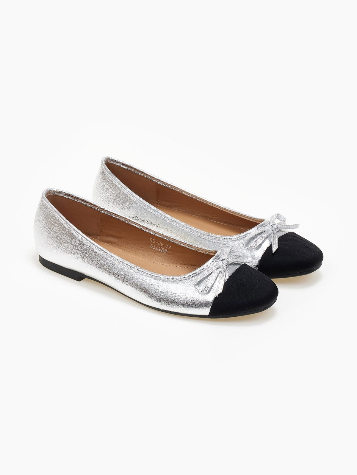 Μπαλαρίνες με suede λεπτομέρεια - Ασημί - thefashionproject.gr - ERYNN