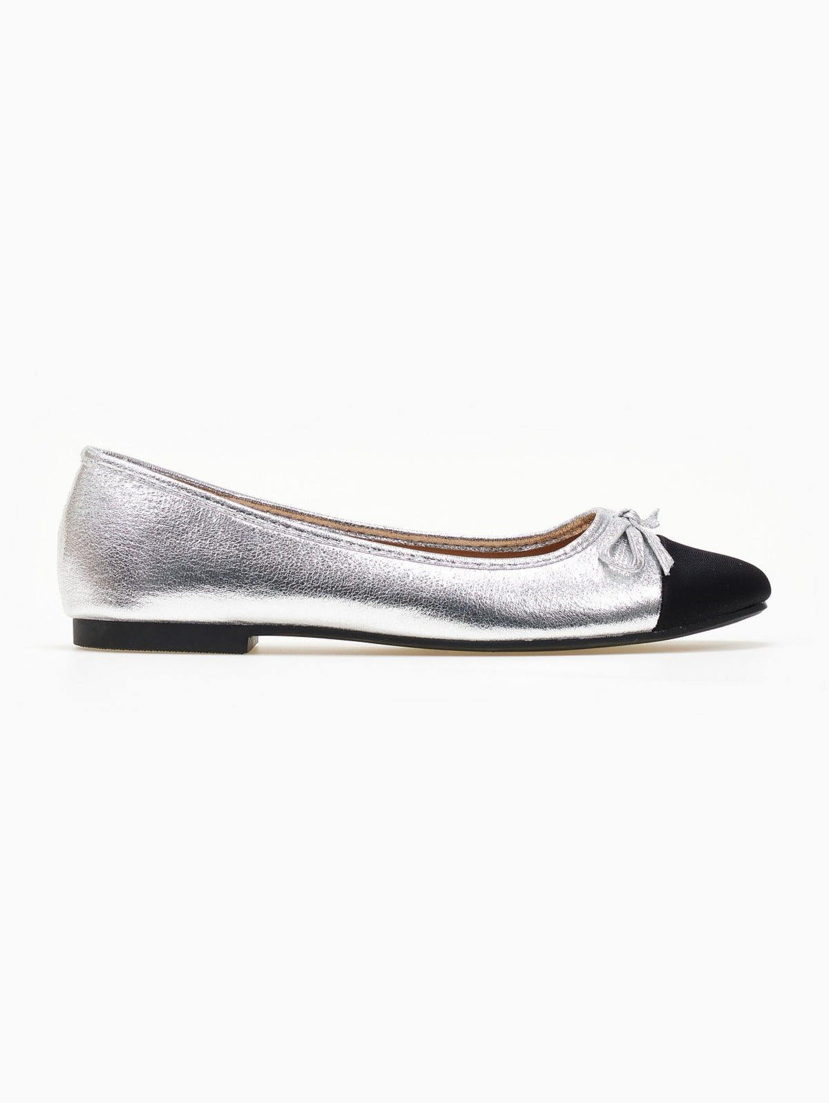 Μπαλαρίνες με suede λεπτομέρεια - Ασημί - thefashionproject.gr - ERYNN