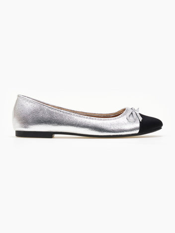 Μπαλαρίνες με suede λεπτομέρεια - Ασημί - thefashionproject.gr - ERYNN