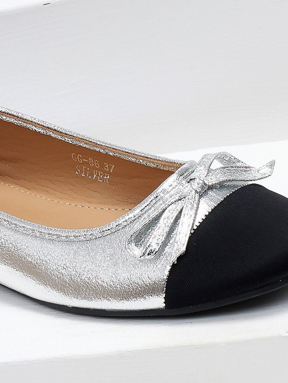 Μπαλαρίνες με suede λεπτομέρεια - Ασημί - thefashionproject.gr - ERYNN