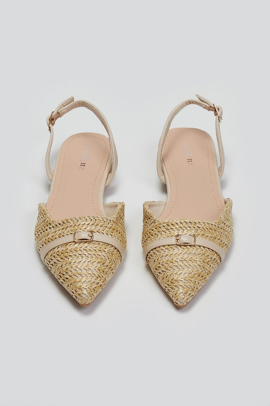 Μπαλαρίνες μυτερές από ψάθα - Μπεζ - thefashionproject.gr - MARQUIIZ