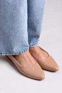 Μπαλαρίνες μυτερές λουστρίνι Estil - Nude - thefashionproject.gr - Estil