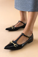 Μπαλαρίνες μυτερές λουστρίνι - Μαύρο - thefashionproject.gr - Bellamica
