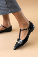 Μπαλαρίνες μυτερές λουστρίνι - Μαύρο - thefashionproject.gr - Bellamica