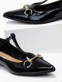 Μπαλαρίνες μυτερές λουστρίνι - Μαύρο - thefashionproject.gr - Bellamica