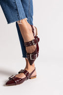 Μπαλαρίνες μυτερές λουστρίνι με τοκάδες - Burgundy - thefashionproject.gr - Ideal shoes