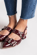 Μπαλαρίνες μυτερές λουστρίνι με τοκάδες - Burgundy - thefashionproject.gr - Ideal shoes