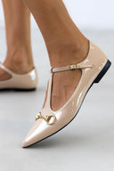 Μπαλαρίνες μυτερές λουστρίνι - Μπεζ - thefashionproject.gr - Bellamica