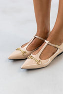 Μπαλαρίνες μυτερές λουστρίνι - Μπεζ - thefashionproject.gr - Bellamica