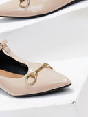 Μπαλαρίνες μυτερές λουστρίνι - Μπεζ - thefashionproject.gr - Bellamica