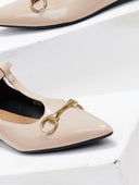 Μπαλαρίνες μυτερές λουστρίνι - Μπεζ - thefashionproject.gr - Bellamica