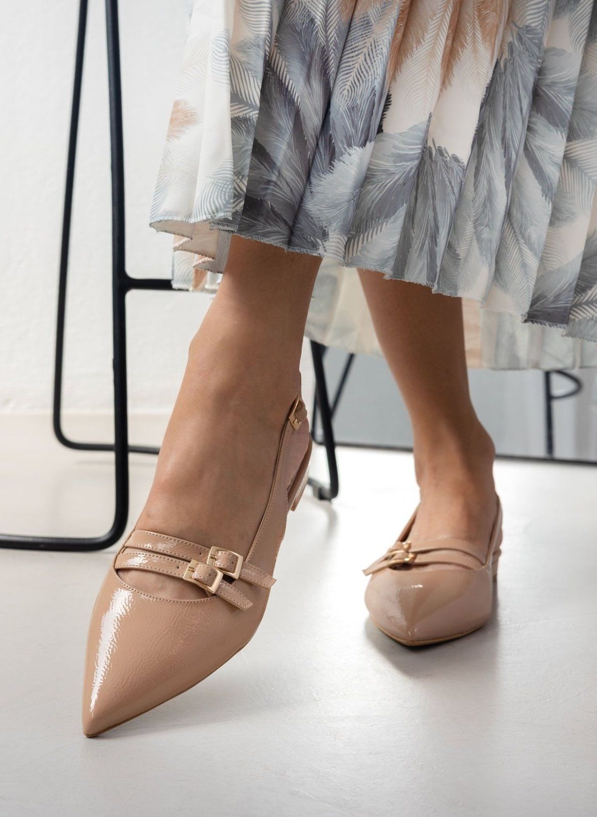 Μπαλαρίνες μυτερές λουστρίνι TFP - Biscuit - thefashionproject.gr - TFP