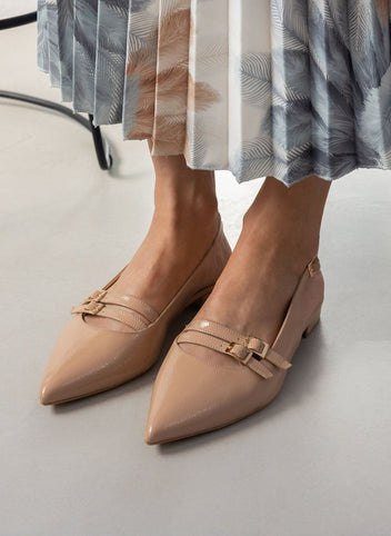 Μπαλαρίνες μυτερές λουστρίνι TFP - Biscuit - thefashionproject.gr - TFP
