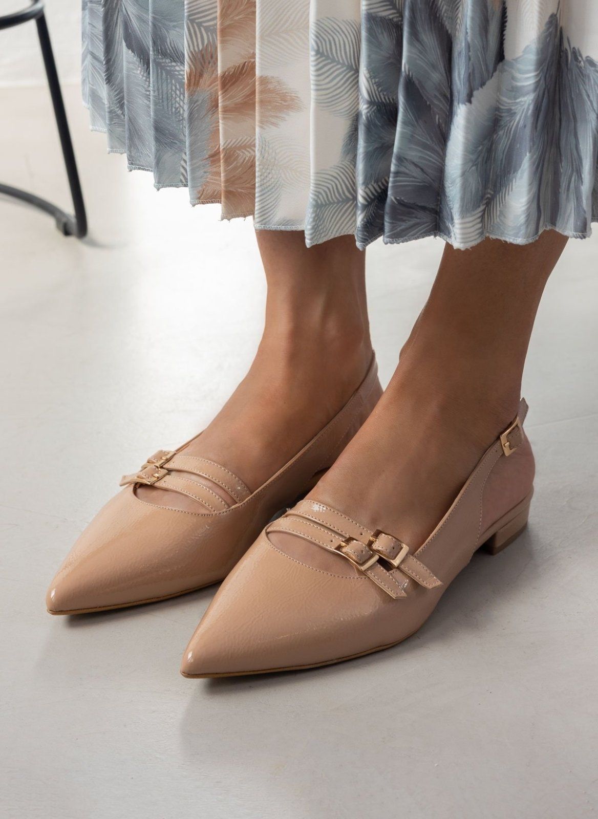 Μπαλαρίνες μυτερές λουστρίνι TFP - Biscuit - thefashionproject.gr - TFP