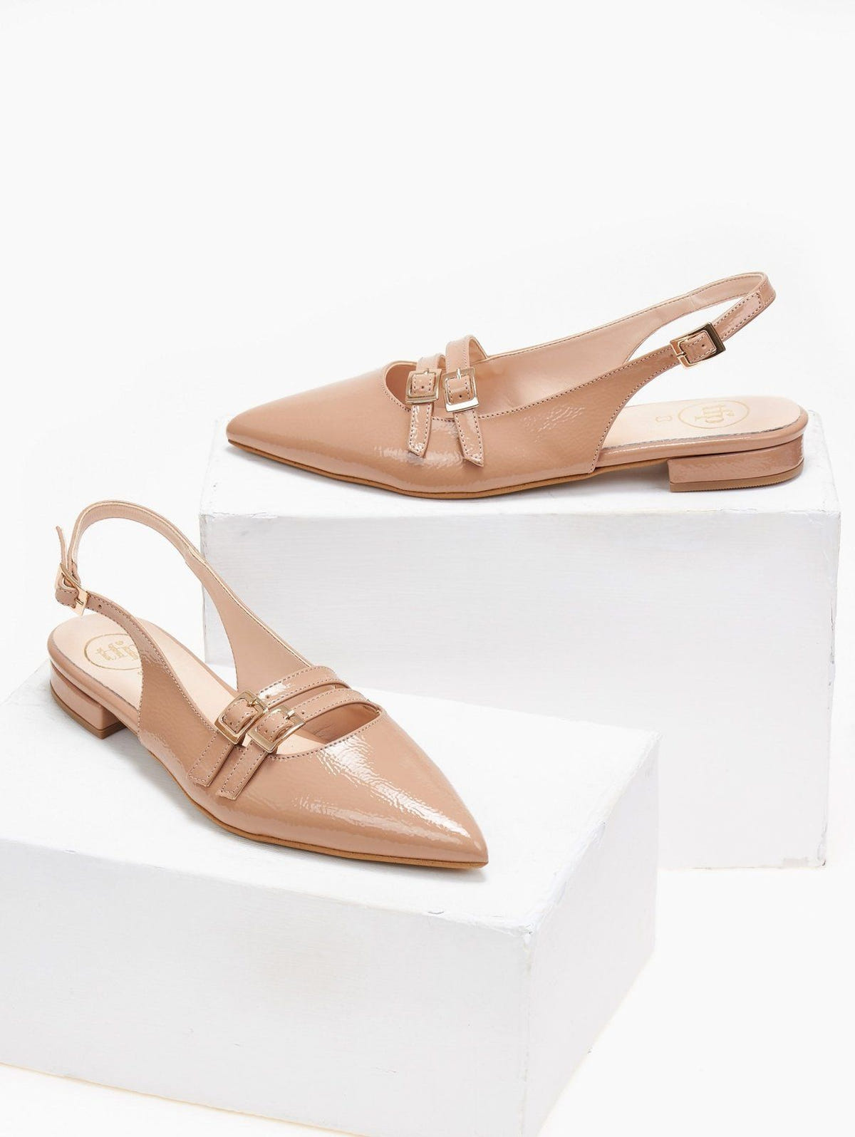 Μπαλαρίνες μυτερές λουστρίνι TFP - Biscuit - thefashionproject.gr - TFP