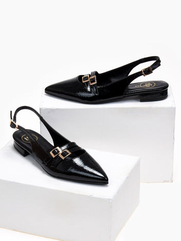 Μπαλαρίνες μυτερές λουστρίνι TFP - Μαύρο - thefashionproject.gr - TFP