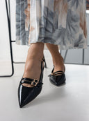 Μπαλαρίνες μυτερές λουστρίνι TFP - Μαύρο - thefashionproject.gr - TFP