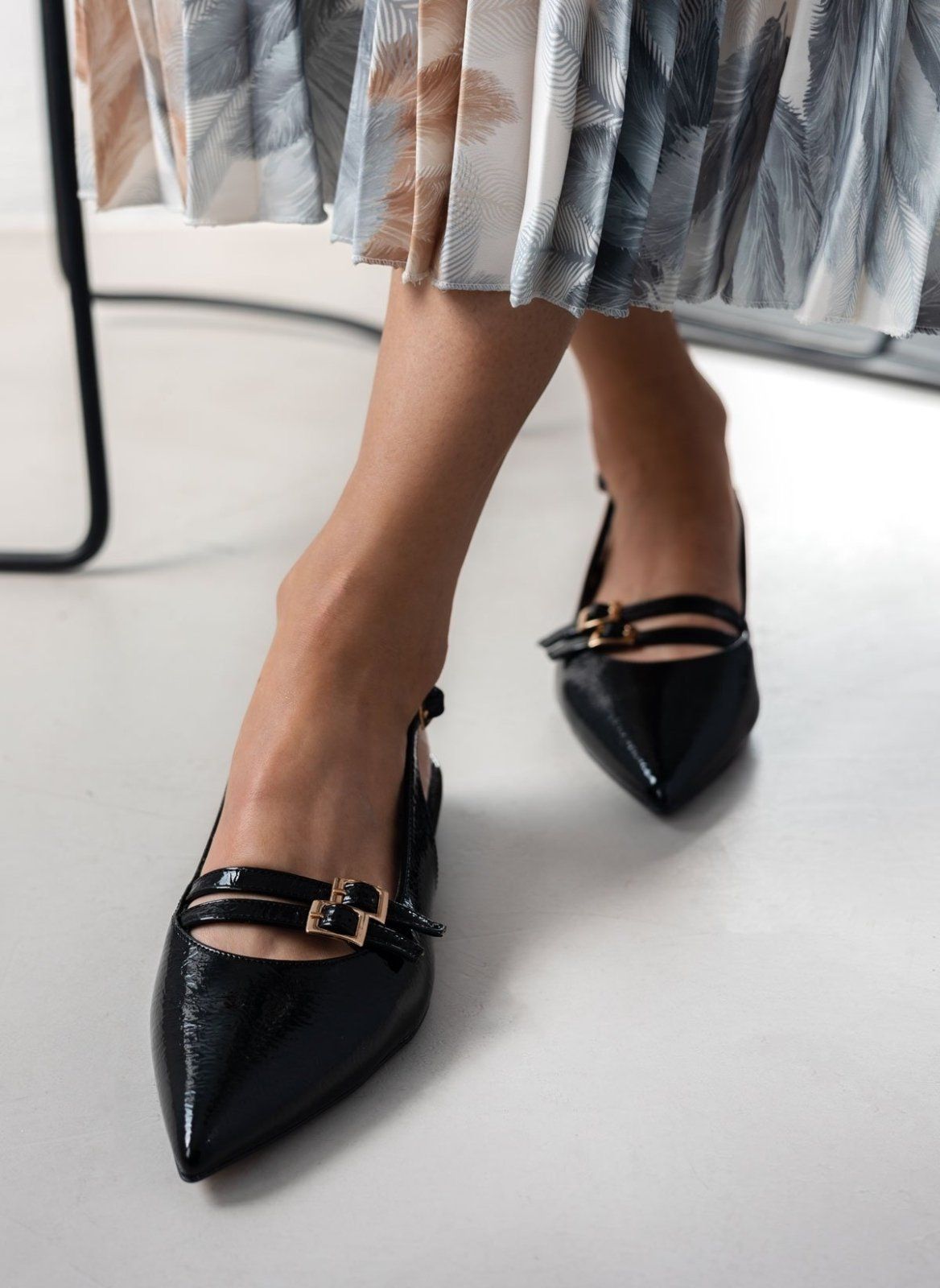 Μπαλαρίνες μυτερές λουστρίνι TFP - Μαύρο - thefashionproject.gr - TFP