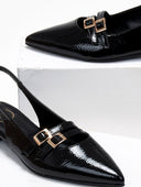 Μπαλαρίνες μυτερές λουστρίνι TFP - Μαύρο - thefashionproject.gr - TFP