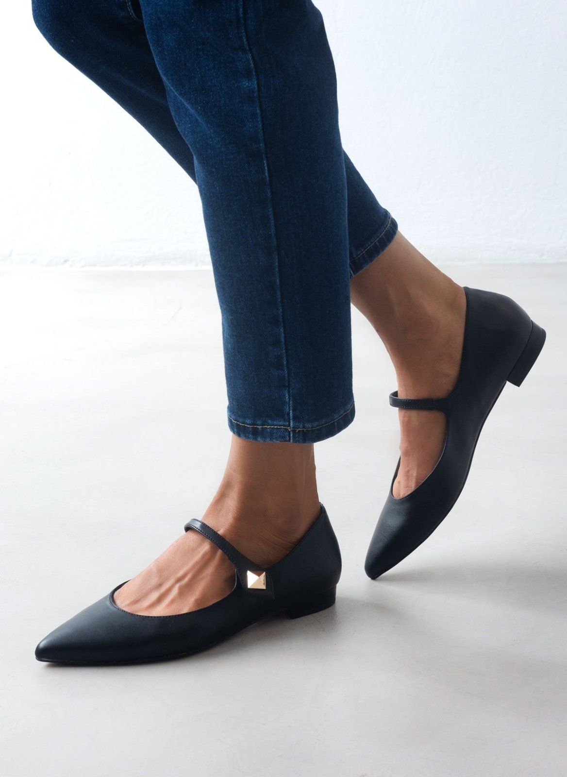 Μπαλαρίνες μυτερές Mary Janes TFP - Μαύρο - thefashionproject.gr - TFP