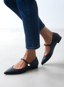 Μπαλαρίνες μυτερές Mary Janes TFP - Μαύρο - thefashionproject.gr - TFP