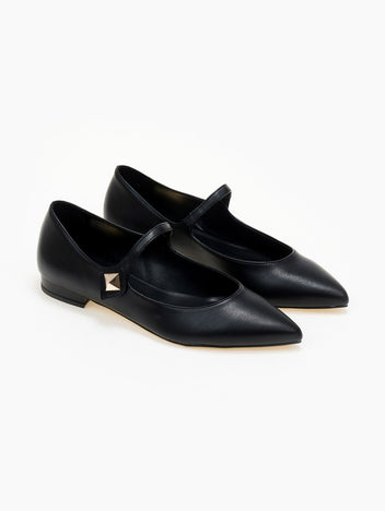 Μπαλαρίνες μυτερές Mary Janes TFP - Μαύρο - thefashionproject.gr - TFP