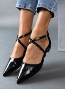 Μπαλαρίνες μυτερές με crossover λουράκια TFP - Μαύρο - thefashionproject.gr - TFP