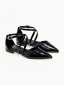 Μπαλαρίνες μυτερές με crossover λουράκια TFP - Μαύρο - thefashionproject.gr - TFP
